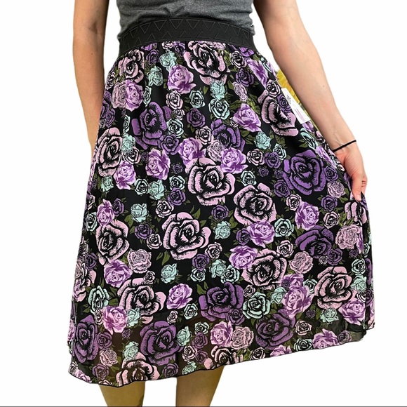 LULAROE Purple Roses Lola Medium